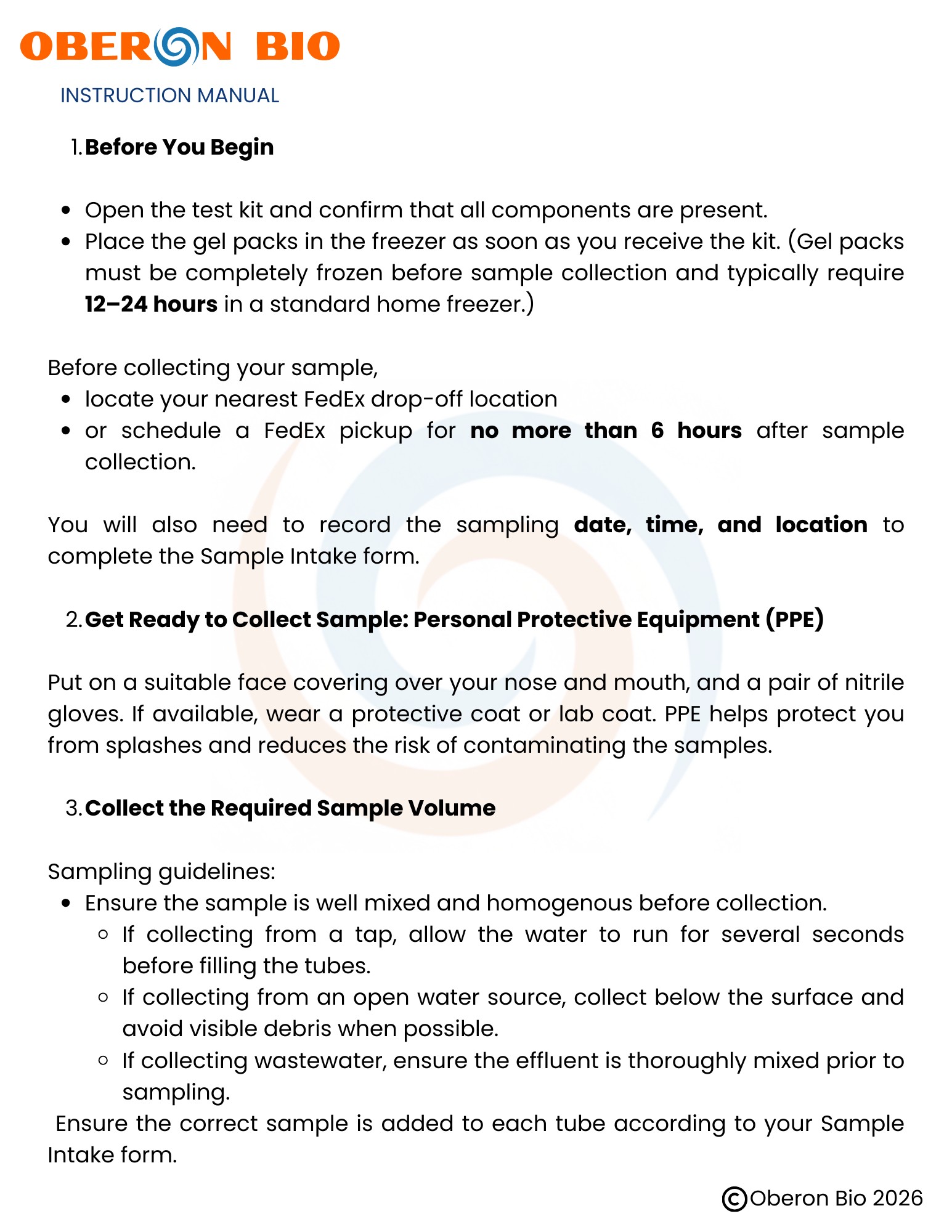 Steps 1-4: PPE, Sample Volume, Sample Identification, and Securing Tubes