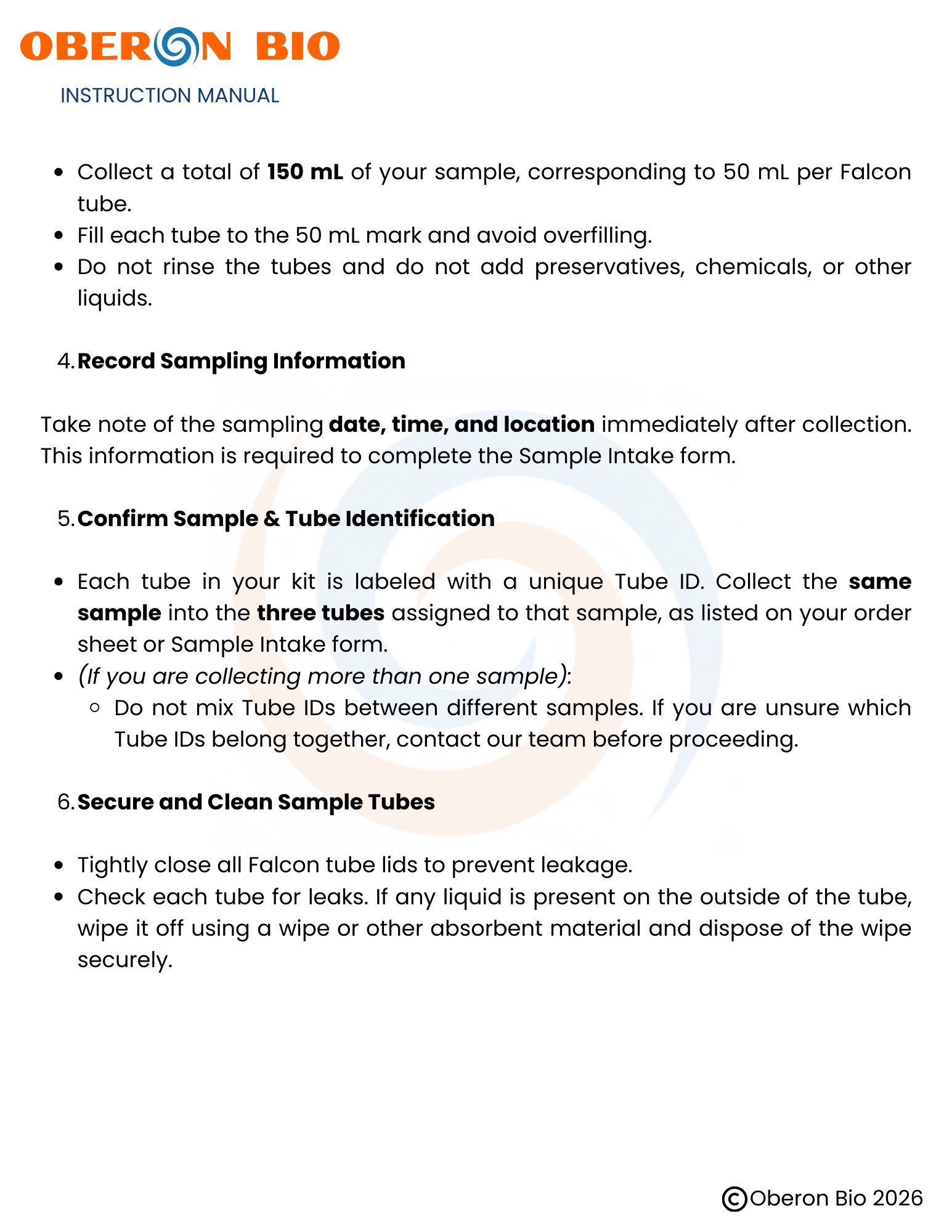 Steps 5-8: Sample Collection, Labeling, and Storage